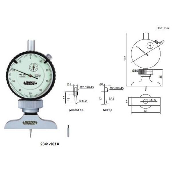 Dial Depth Gauge InSize